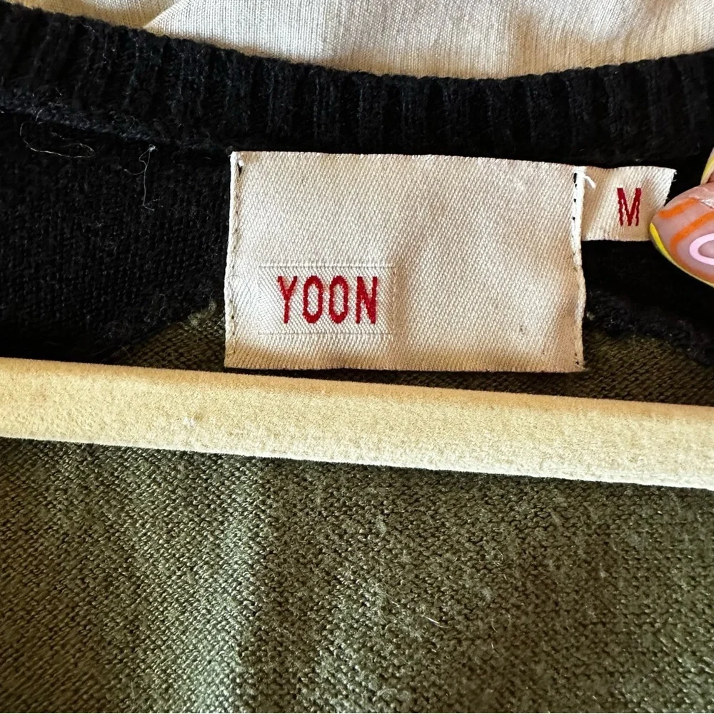 Yoon color block high low v neck tunic sweater - Picture 3 of 4